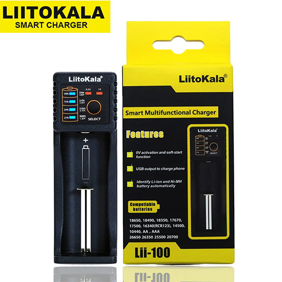 Зарядний пристрій з функцією PowerBank, LiitoKala Lii-100 універсальний, Li-Ion, Ni-Mh, Ni-Cd