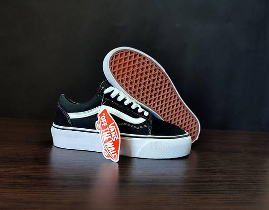 Кеди Vans Old Skool Platform чорно білі на високій підошві кросівки жіночі, фото 1