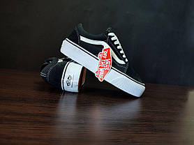 Кеди Vans Old Skool Platform чорно білі на високій підошві кросівки жіночі, фото 3