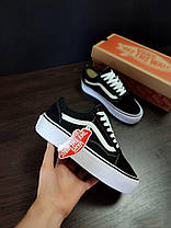 Кеди Vans Old Skool Platform чорно білі на високій підошві кросівки жіночі, фото 4