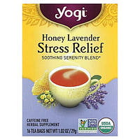 Yogi Tea, Stress Relief cо вкусом меда и лаванды, без кофеина, 16 чайных пакетиков,