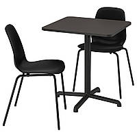 ИКЕА Стол и 2 стула STENSELE / LIDÅS, антрацит антрацит, черный, черный, 70x70 см, 495.090.49