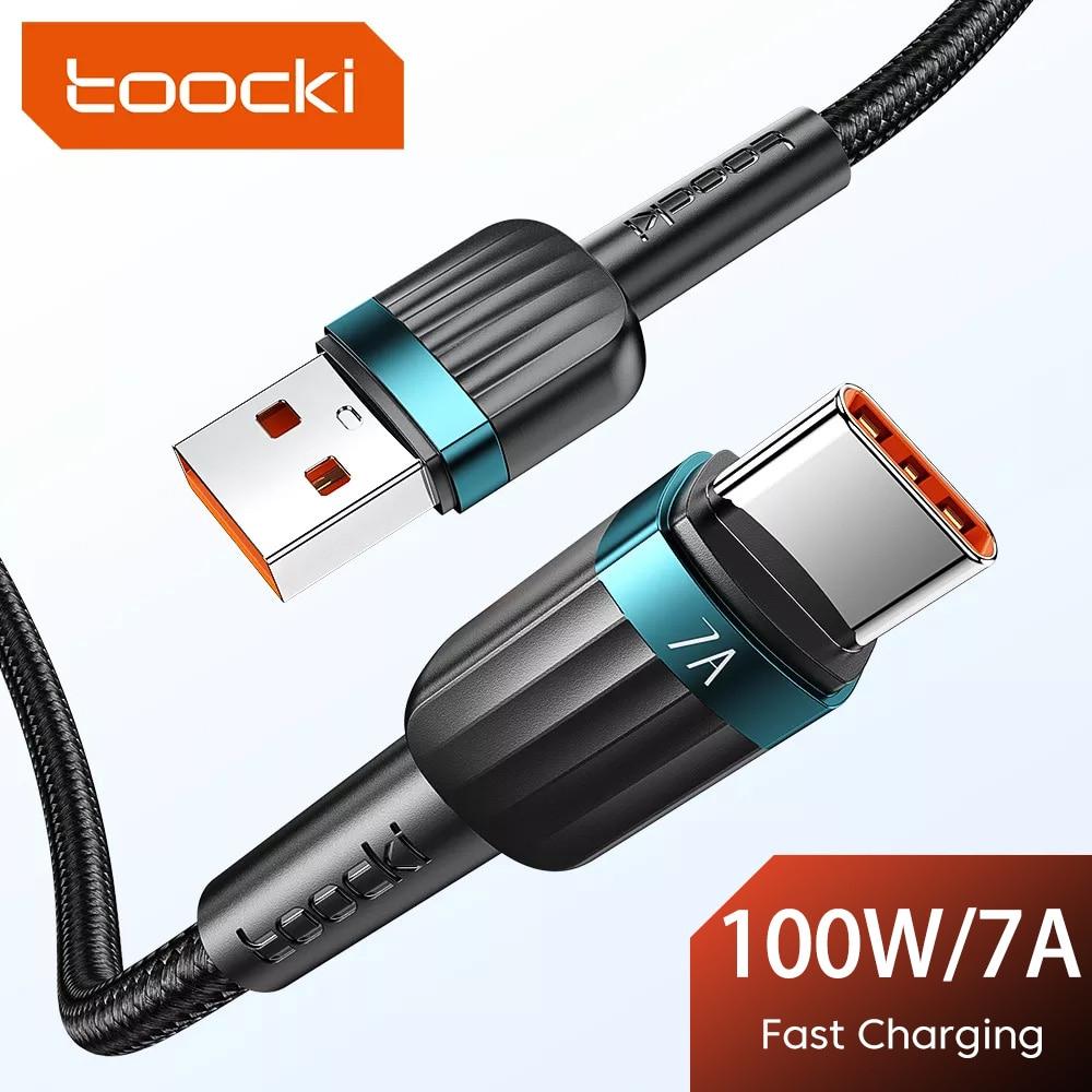 Кабель для швидкого заряджання Toocki 100W PD USB C до USB 7a Black