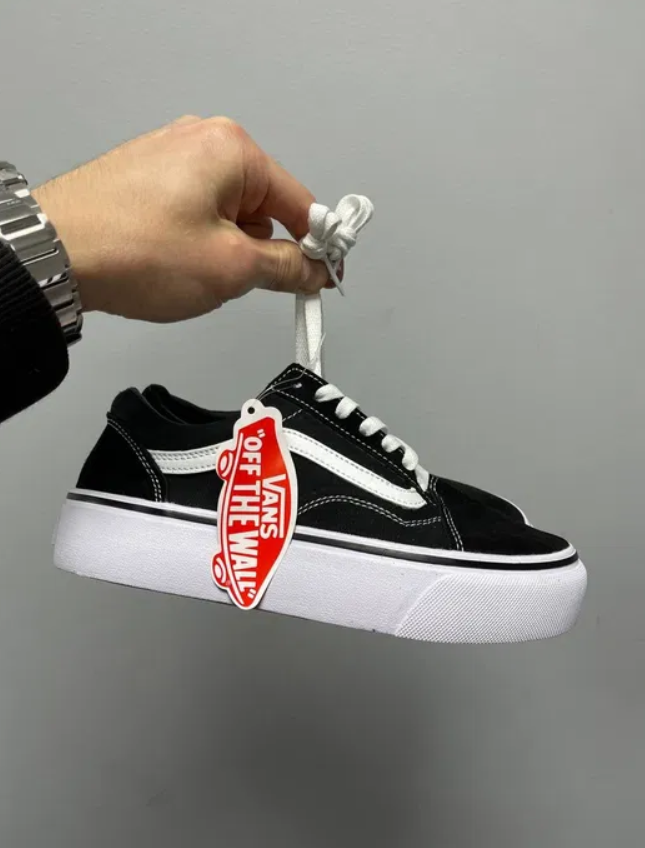 Кеди Vans Old Skool Platform чорно білі на високій підошві