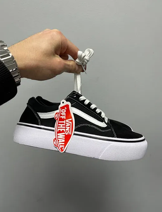 Кеди Vans Old Skool Platform чорно білі на високій підошві, фото 1