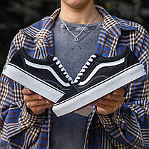 Vans Old Skool Platform чорно білі кеди кросівки жіночі на високій підошві, фото 3