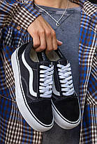 Vans Old Skool Platform чорно білі кеди кросівки жіночі на високій підошві, фото 4