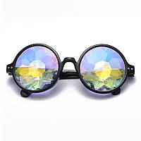 Оригинальные очки калейдоскоп, Круглые солнцезащитные очки, Круглые очки с черной оправой