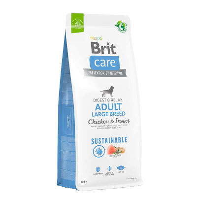 Сухий корм для собак великих порід Brit Care (Бріт Кеа) Dog Sustainable Adult Large Breed з куркою та комахами 12 кг, фото 1
