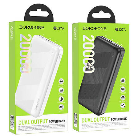 Портативний зарядний пристрій BJ27A Borofone Pindar power bank(20000mAh) / white, фото 1