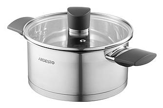 Каструля зі скляною кришкою Ardesto Gemini Trento, 2.1л, нержавіюча сталь, бакеліт