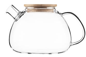 Заварник Ardesto Midori Bubble, 1500 мл, боросилікатне скло, бамбук, прозорій