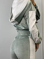 Жіночий костюм Алмаз із щільного плюш велюру кофта на блискавці з великим капюшоном та брюки Df1696, фото 3