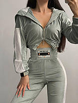 Жіночий костюм Алмаз із щільного плюш велюру кофта на блискавці з великим капюшоном та брюки Df1696, фото 2