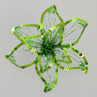Елочная игрушка YES! Fun цветок пуансеттии Роскошь полупрозрачный зеленая, 23*23см (750302) - Топ Продаж!
