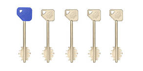 Набір ключів Potent 5 ключів (98 мм) до замків серії 7000/8000 (Італія)
