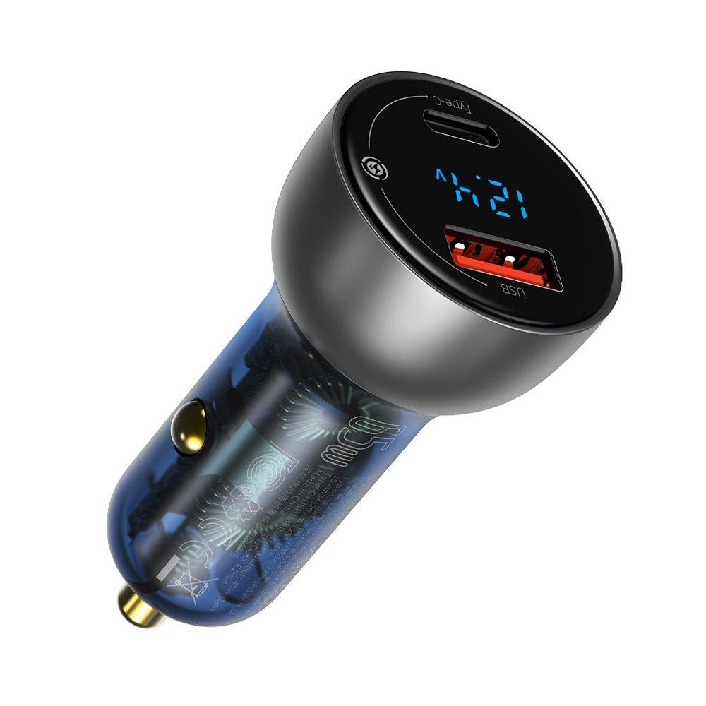 Автомобільний зарядний пристрій Baseus USB/USB Type C 65 Вт 5 A SCP QC 4.0+ PD 3.0 Dark-Gray (CCKX-C0A)