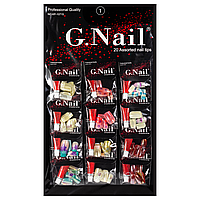 Нігті накладні голографічні з малюнком і клеєм упаковка 12 штук G Nails KP-10715 № 1