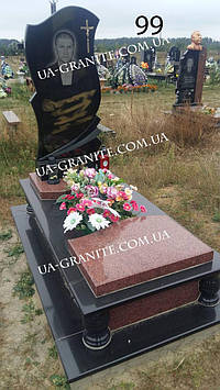 Елітний пам'ятник комплекс з червоного та чорного граніту 1000*2000