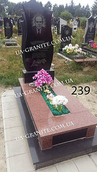 Елітний пам'ятник комплекс з червоного та чорного граніту 1000*2000