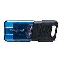 Флешка. Флеш-накопитель Kingston USB 3.2 DT 80M 128GB Type-C Black/Blue