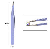 Прямой пинцет с острыми кончиками для ногтей, захвата страз и мелкого декора - Фиолетовый А-3