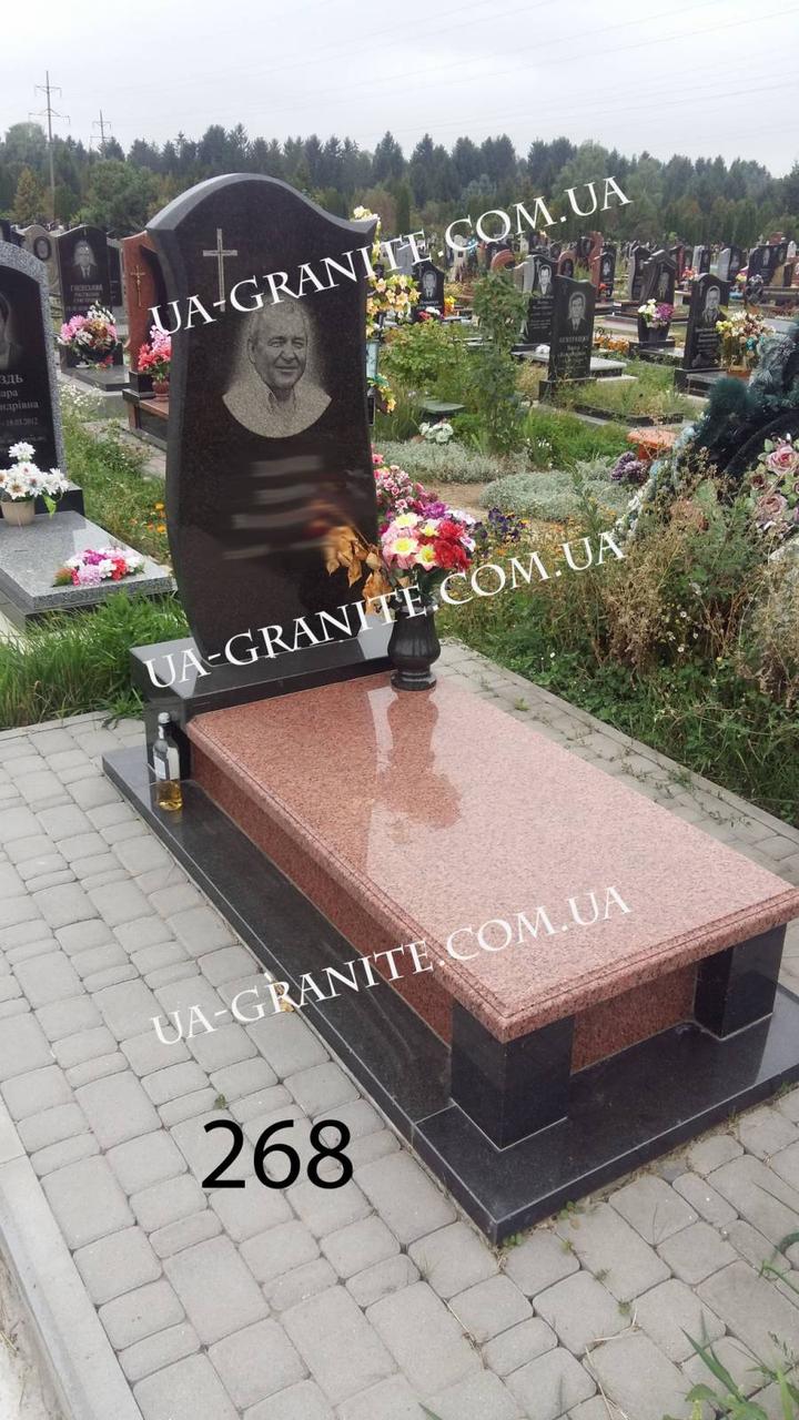 Елітний пам'ятник комплекс з червоного та чорного граніту 1000*2000