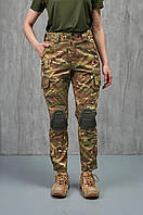 Тактические камуфляжные женские штаны с наколенниками, Армейские полевые штаны мультикам для девушек