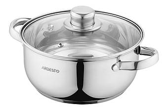Каструля зі скляною кришкою Ardesto Gemini Gourmet Aosta, 2.7л, нержавіюча сталь