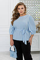 Стильная женская блузка с поясом большого размера Ткань: софт. Размеры 50-52, 54-56, 58-60, 62-64, 66-68