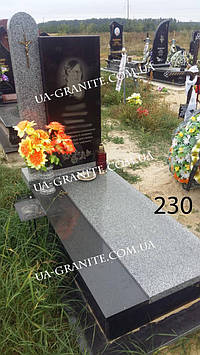 Пам'ятник сучасний на могилу із сірого граніту Сучасна Гармонія 1000*2000