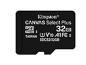 Карта пам'яті microSDHC, 32Gb, Class10 UHS-1 А1, Kingston Canvas Select Plus R-100MB/s, SD адаптер (SDCS2/32GB