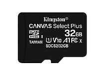 Карта пам'яті microSDHC, 32Gb, Class10 UHS-1 А1, Kingston Canvas Select Plus R-100MB/s, SD адаптер (SDCS2/32GB
