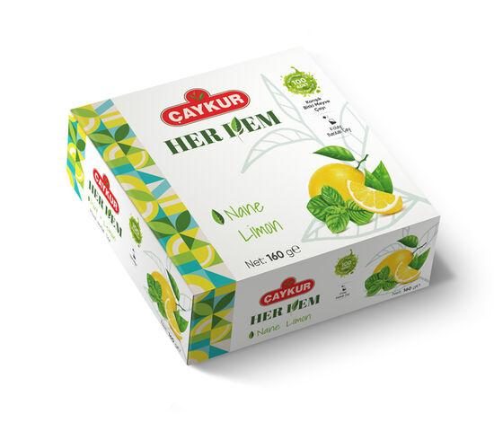 Зелений чай М'ята Лимон Caykur Herdem Mint Lemon натуральний 160 гр у пакетиках 100 шт Туреччина Оригінал