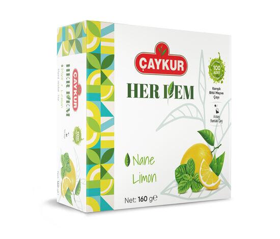 Зелений чай з м'ятою та лимоном Caykur Herdem Mint Lemon натуральний 160 гр у пакетиках 100 шт