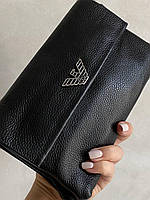Барсетка клатч органайзер гаманець чоловічий аксесуар натуральна шкіра чорний класичний