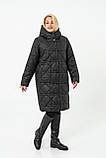 Куртка жіноча чорна зимова стьобана з поясом великого розміру 50, фото 4