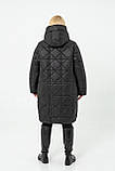 Куртка жіноча чорна зимова стьобана з поясом великого розміру 50, фото 5