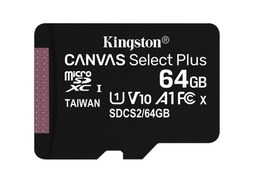 Карта пам'яті microSDXC, 64Gb, Class10 UHS-1 А1, Kingston Canvas Select Plus R-100MB/s, без адаптера (SDCS2/64GBSP)