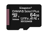 Карта пам'яті microSDXC, 64Gb, Class10 UHS-1 А1, Kingston Canvas Select Plus R-100MB/s, без адаптера (SDCS2/64GBSP)