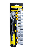 Ключ-трещотка 1/2" с набором насадок и удлинителем 12шт, набор торцевых для использования в автомастерских