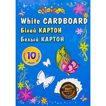 Набір білого картону в папці формату А4 на 10 аркушів "Аляска" 7582/7583 "Коленкор"