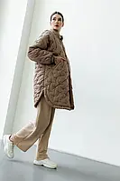 Тепла жіноча куртка-сорочка стьобана оверсайз синтепух 42-52 розміри різні кольори