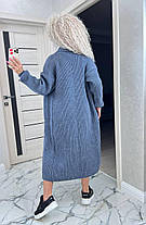 Жіночий в'язаний кардиган із напівшерсті довжина міді Pmod504, фото 5