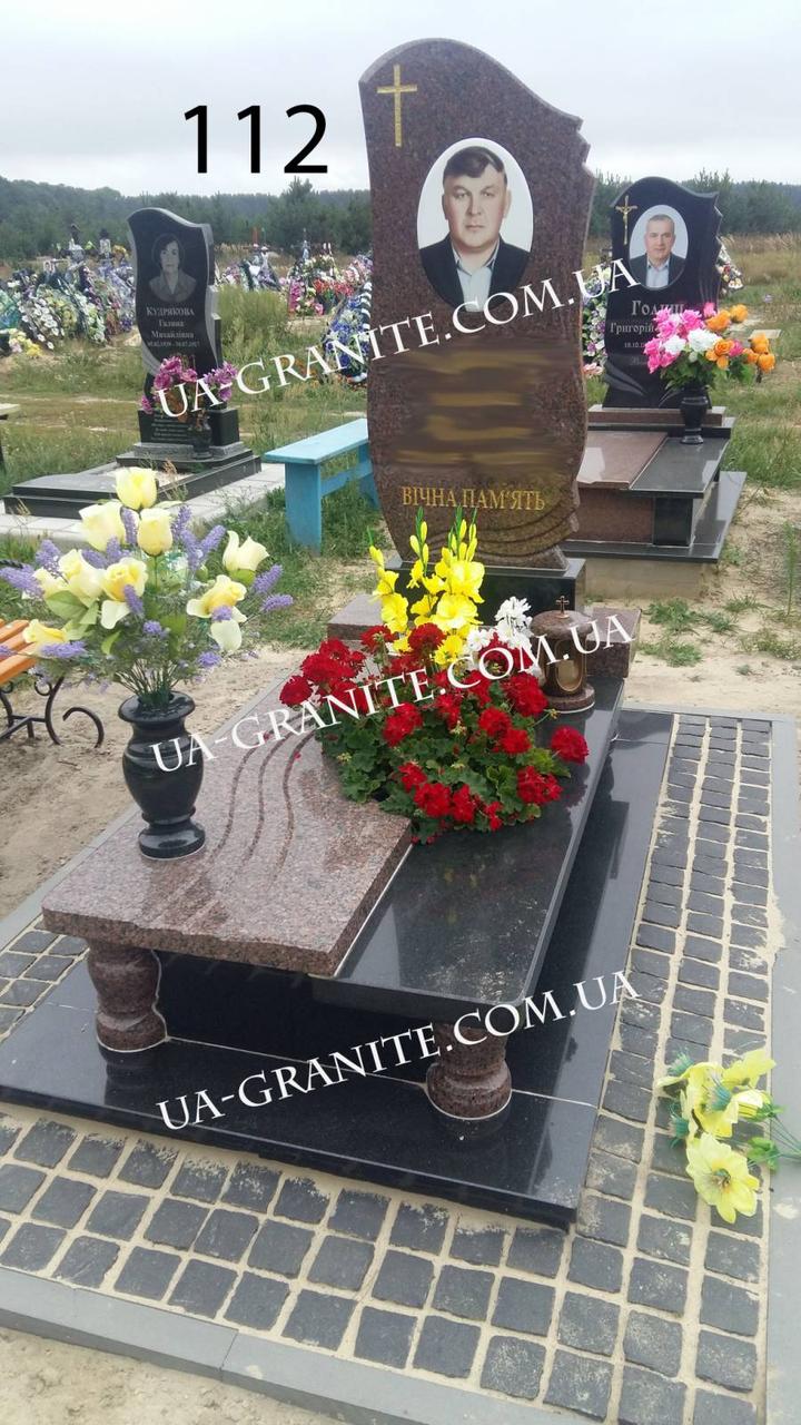 Сучасний пам’ятник закритий із червоного граніту 1000*2000, фото 1