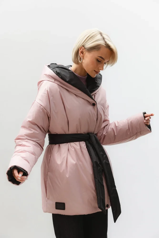 Женская куртка двухсторонняя с оверсайз поясом синтепух 42-52 размеры разные цвета - фото 9 - id-p1925722238