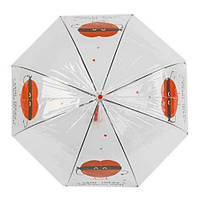 Зонт-трость прозрачный, красный (d=83 см)