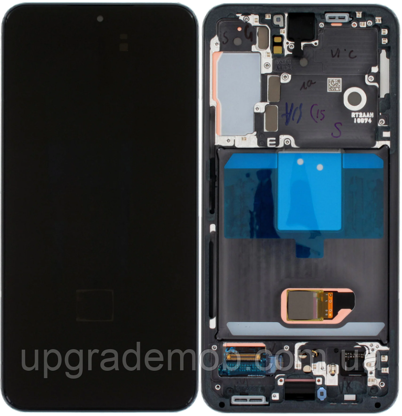 Дисплей модуль тачскрин Samsung S901 Galaxy S22 5G чорний Amoled оригінал переклеєне скло з рамкою Phantom
