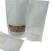 Дой-пак 210*380х40 (1000 г) крафт білий + вікно zip-замок