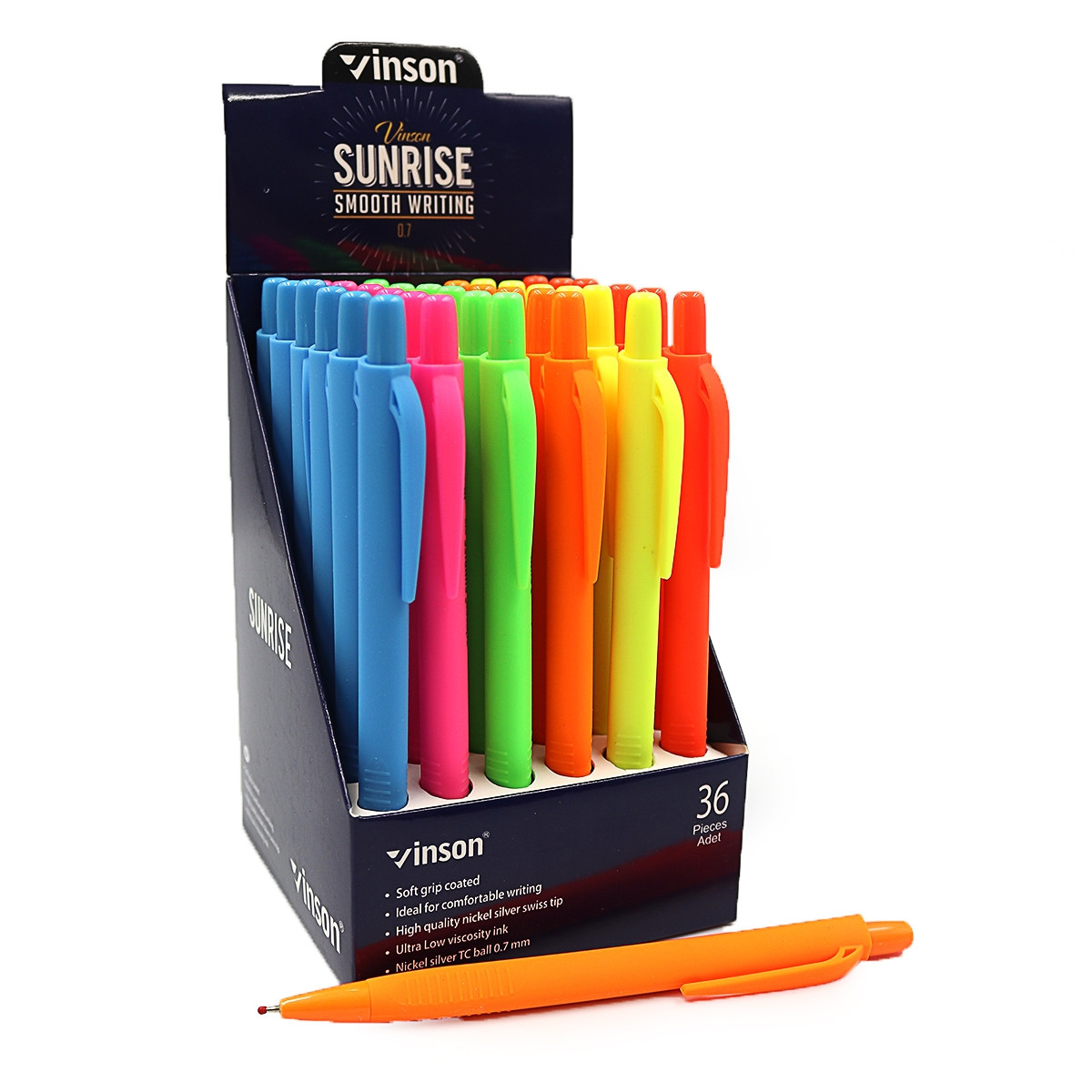 Ручка масляна автоматична Vinson "Sunrise" 0,7 мм синя soft touch 12PC